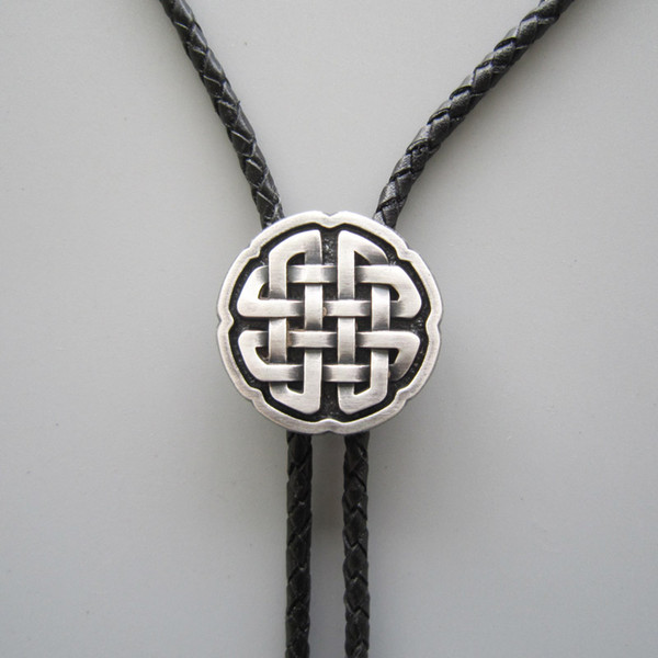 Original Antique Real Silver Plated Celtic Cross Knot Bolo Tie Necklace BOLOTIE-070SL Free Shipping Brand New In Stock