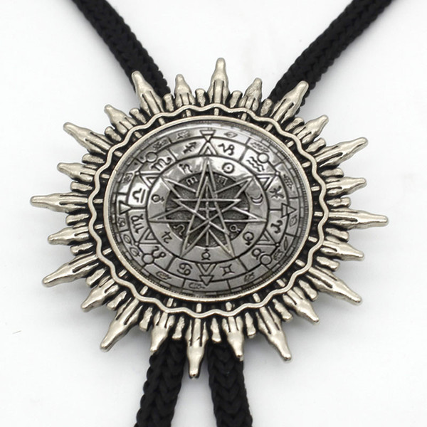 BL-0013 New Fashion Pentagram Wiccan Western Bolo Tie Vintage Wicca Symbol Neck Tie Glass Photo Pentagram Bolo Ties Wholesale