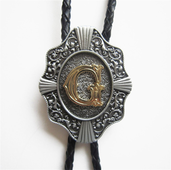 New Vintage Original Initial Letter S Letter M Letter G Bolo Tie Wedding Leather Necklace BOLOTIE-WT078 Brand New In Stock