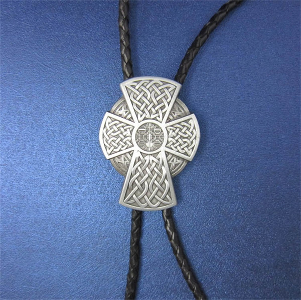 Men Bolo Tie New Vintage Celtic Iron Cross Bolo Tie Wedding Leather Necklace BOLOTIE-WT060AS Brand New In Stock