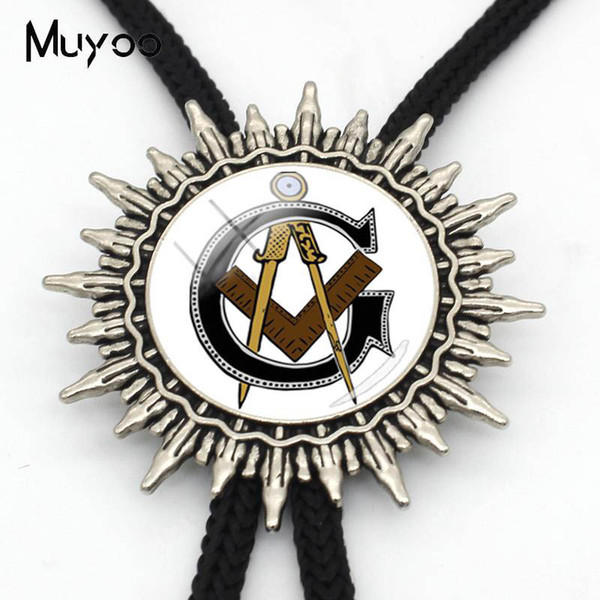 BOLO-0053 New Arrival Masonic Compass Neck Ties Sign Bolo Tie Personalized Photo Glass Men Jewelry