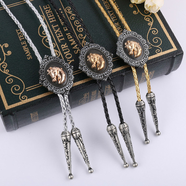 Vintage Animal Casual Bolo Tie Men Shirt Neck Chain Fashion Necktie Leather Rope Necklace Ties