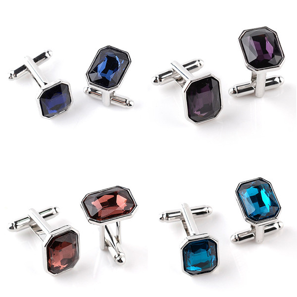 New colorful glass zirconia cufflinks fashion men's suit shirt cuff links