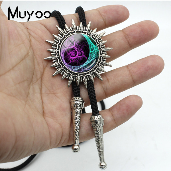 New Fashion Trendy Style Cool Colorful Patterns Glass Cabochon Silver Bolo Ties Western Hand Craft Slide Neckties Tie BOLO-0092