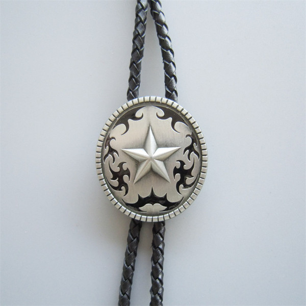 Men Bolo Tie New Vintage Original Western Oval Star Wedding Bolo Tie Leather Necklace BOLOTIE-WT014 Brand New In Stock