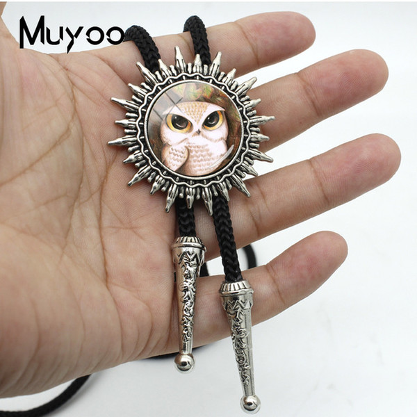 New Fashion Trendy Style Cool and Lovely Owls Glass Art Photos Bolo Ties Western Cute Owl Hand Craft Neckties Tie BOLO-0094