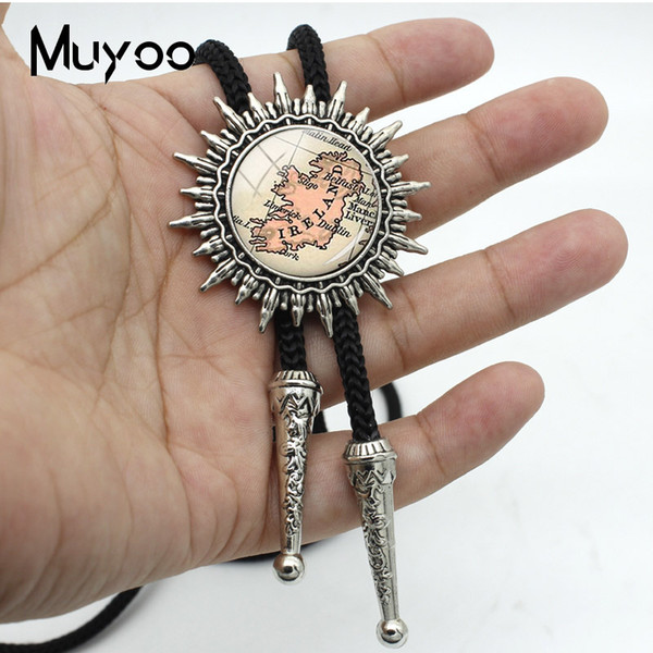 New Fashion Retro Ireland Map Patterns Bolo Ties Silver Vintage Horse Photos Slide Neck Tie Mens Gifts Accessories BOLO-00112