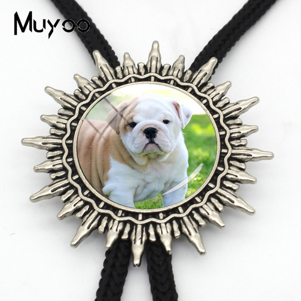 2019 Fashion Arrival Lovely Style Bolo Tie Vowboy Cute Awkward Bulldog Glass Round Cabochon Mens Neck Tie Adjustable Ties BOLO-0089