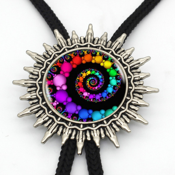 2019 New Arrival Purple Swirls Bolo Tie Trendy Swirls Glass Dome Western Bolo Ties Silver Men Neck Tie Pendant Jewelry BOLO-0084