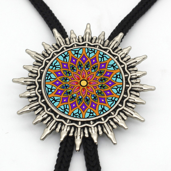 2019 New Arrival Vintage Mandala Flowers Bolo Ties For Women Gifts Glass Dome Mandala Jewelry Adjustable Silver Neck Tie BOLO-0085