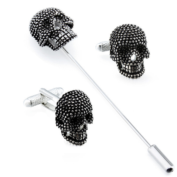 Men's Jewelry Personalized Skull Skeleton Cufflinks Studs Set Tie Clips Brooches & Pins