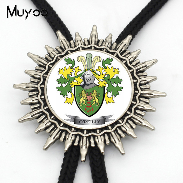 BOLO-0063 New Arrival Bacon Family Crest BoloTie O'Reilly Coat of Arms Slide Neck Tie Glass Jewelry For Men