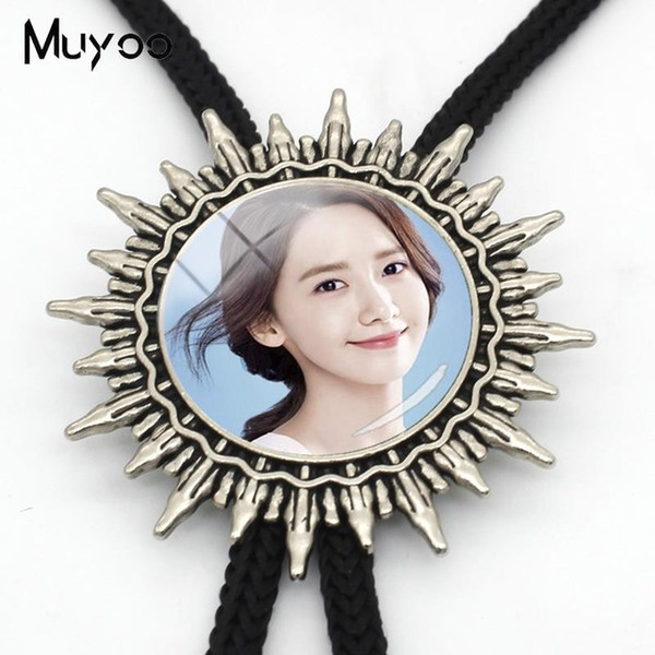 BOLO-0057 Lim Yoona Photo Bolo Tie Korean Actress Neckties Metal Ties Glass Slide Mens Fashion Ties