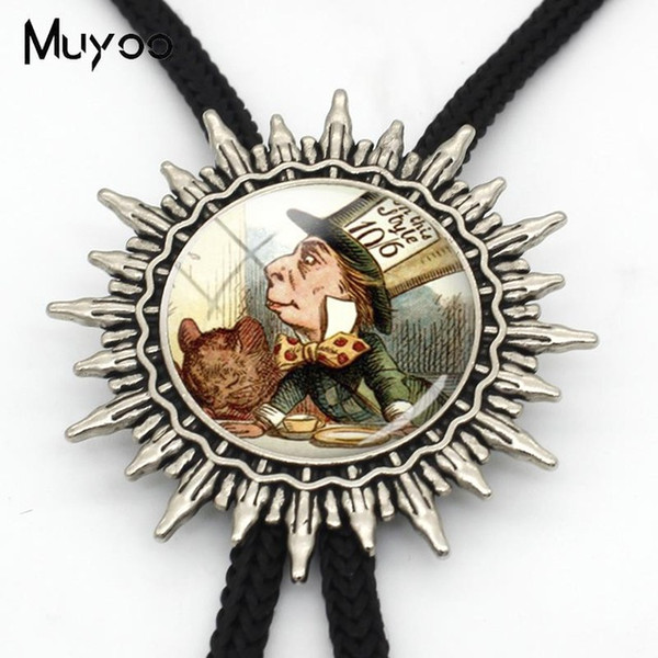 BOLO-0055 New Arrival Mad Hatter Bolo Tie Slide Neckties Metal Ties Glass Dome Handmade Jewelry For Men