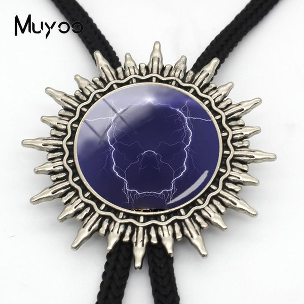 BOLO-0050 New Arrival Lightning Bolo Tie Naturally Phenomenon Neck Ties Glass Cabochon Neckties Metal Ties Men Jewelry