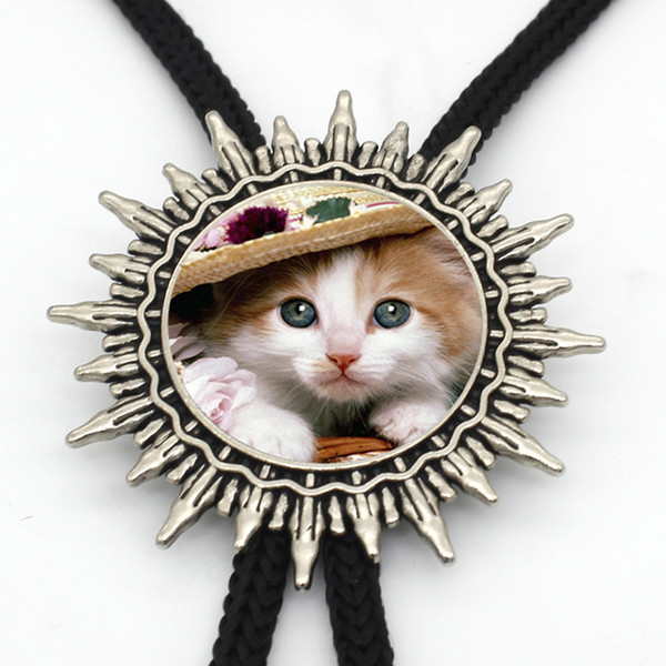 BOLO-0033 New Arrival Cute Cat Bolo Tie Glass Dome Lovely Cats Jewelry Western Bolo Ties For Women Mens Neck Tie