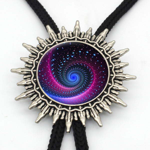 BOLO-0022 New Arrival Galaxy Earth Personality Vintage Bolo Tie Handmade Glass Dome Sky Earth Galaxy Universe Neck Tie For Men