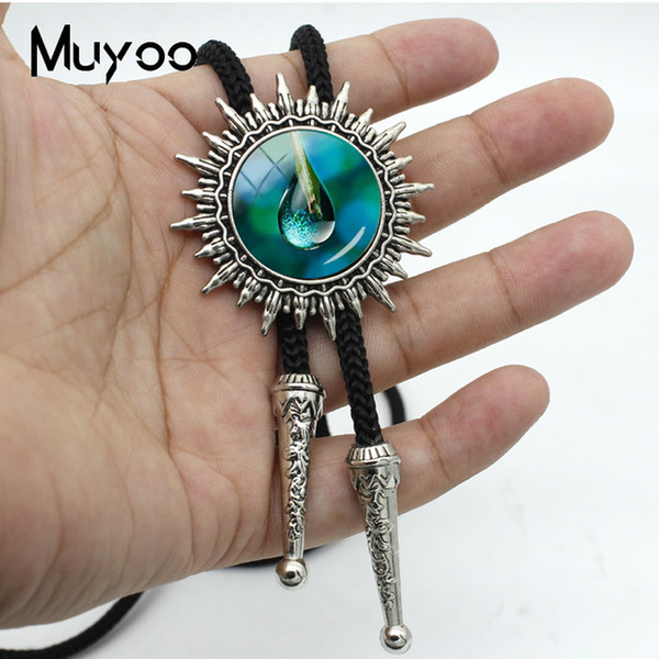 New Arrival Handmade Glass Dome Western Neck Bolo Ties Slide Glass A Drop of Water Photo Jewelry Shirt Accessory BOLO-00128