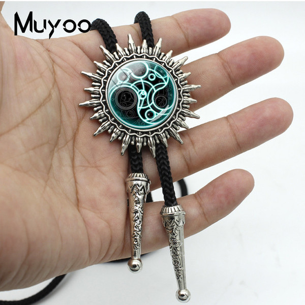 BOLO-0147 New Steampunk Bolo Tie Handmade uk Movie Doctor Who Bomb Necktie Silver Glass Pendant Jewelry Mens Gift