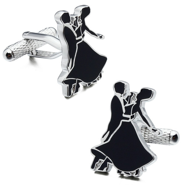 Men's Jewellery Cufflinks Dancing Lover Shaped Black Enamel Metal Cuff Button Best Valentine Day Gift For Men