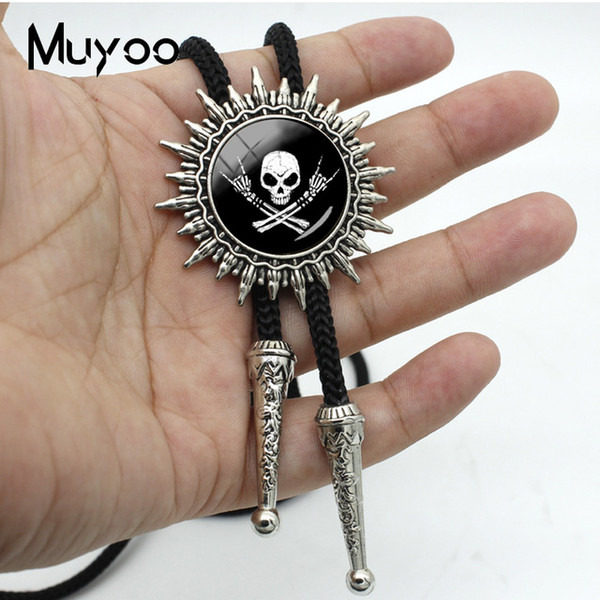 BOLO-0142 New Fashion Skeleton Bolo Tie Rock Punk Skull Necktie Wholesale Price Halloween Party Fashion Retro for Men Jewelry