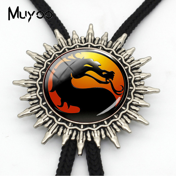 BOLO-00162 Dragon Western Bolo Tie Mortal Kombat Glass Cabochon Jewelry Neck Tie Handmade Jewelry Accessories Gifts