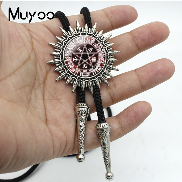 New Arrival Hellsing Alucard Pentagram Bolo Tie Glass Cabochon Hellsing Pentagram Statement Neckties Metal Ties BOLO-00134