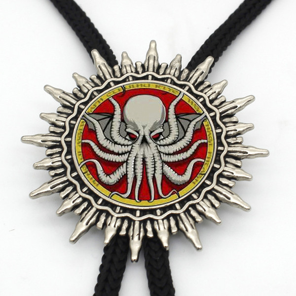 New Arrival Cthulhu R'lyeh Sigil Bolo Tie Steampunk inspired by H.P. Lovecraft Necklace Glass Dome Neck Tie Jewelry BOLO-0014