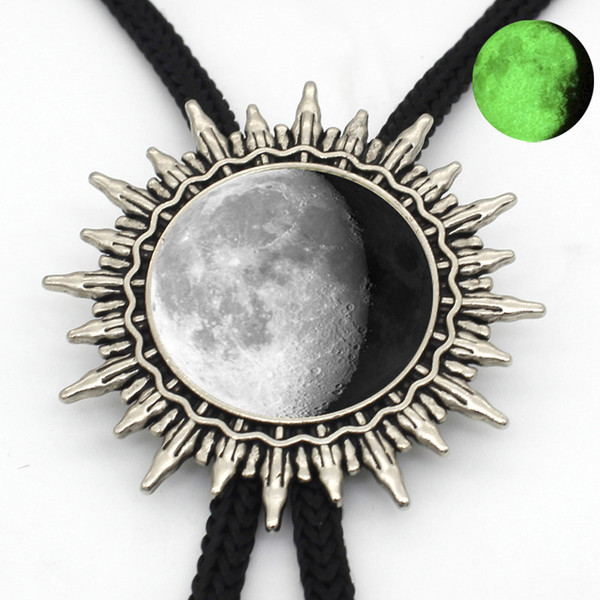 BL-0022 New Arrival Glowing Jewelry Full Moon Bolo Tie Steampunk Glass Dome Lunar Eclipse Western Bolo Tie for Men Adjustable