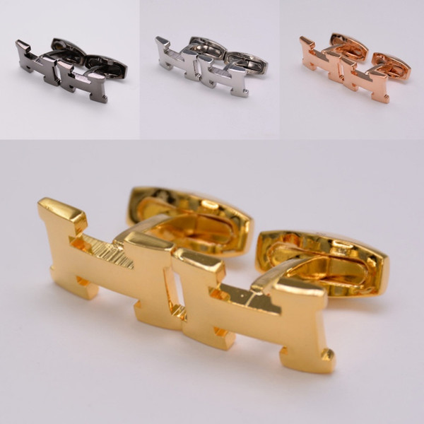 Wholesale Price Letter Shape 4 Colors Men Shirt Cuff Links Jewelry Luxury Cufflinks For Wedding Gift