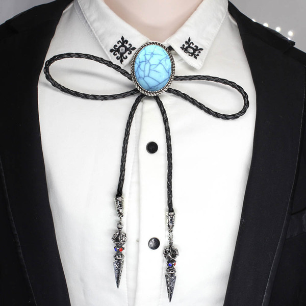 BOLO-009 Oval New Trendy Mint Green Bolo Tie Western Cowboy Shirt Accessory Red Black Photo Jewelry Egg Bolo-ties necklace