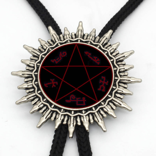 BOLO-008 New Arrival Supernatural Devils Trap Western Bolo Tie Steampunk Glass Dome Devil's Trap Neck Tie Jewelry For Women Men