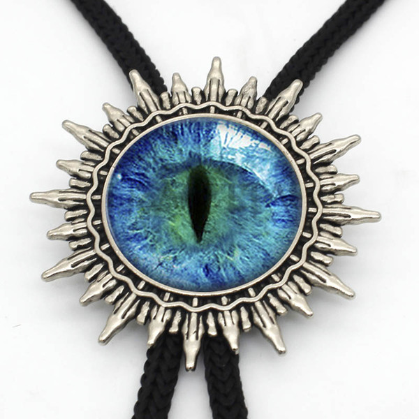 BOLO-0019 New Arrival Dragon Eye Cowboy Bolo Tie Handmade Glass Dome Sauron Eye Jewelry Glass Cabochon Neck Tie