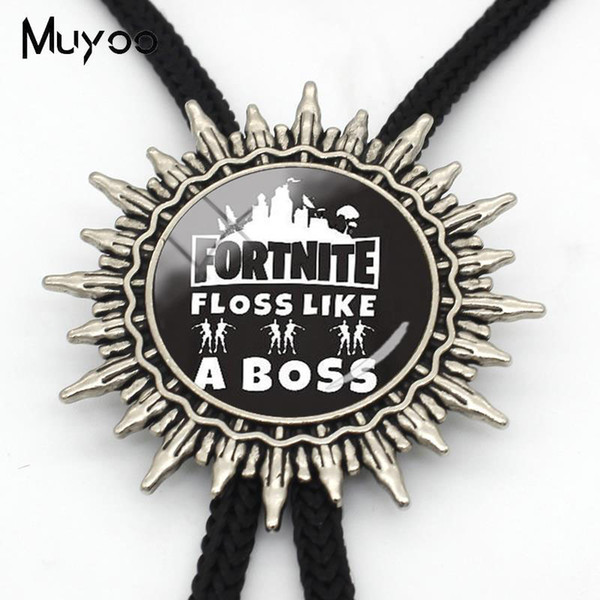 BOLO-0061 Fortnite Slide BoloTie Game Charm Neck Tie Glass Cabochon Bolo Ties For Men