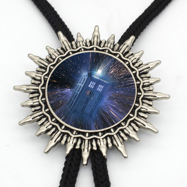 BOLO-0016 New Arrival Doctor Who Western Bolo Tie Steampunk Glass Dome Tardis Van Gogh Dr who Neck Tie Slide Jewelry