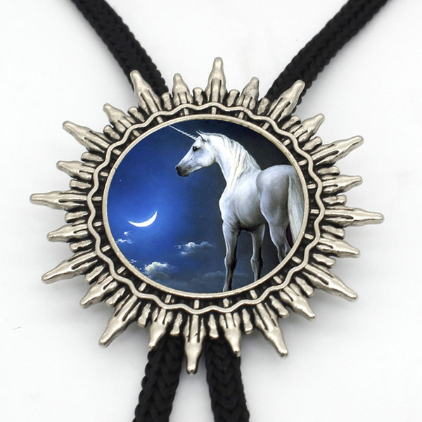 BOLO-004 New Arrival Unicorn inspirational quote Western Bolo Tie Necklace Steampunk Unicorn Horse Jewelry for Men Adjustable