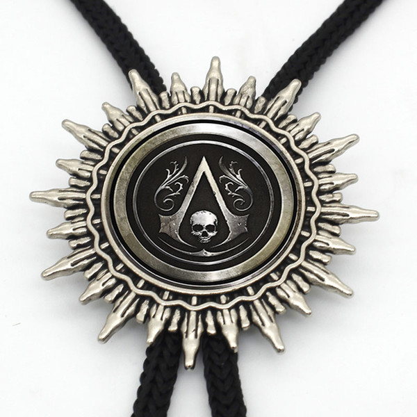 BOLO-0044 New Arrival Cool Assassins Creed Bolo Tie Steampunk Glass Dome Retro Assassins Creed Logo Western Bolo Ties For Men