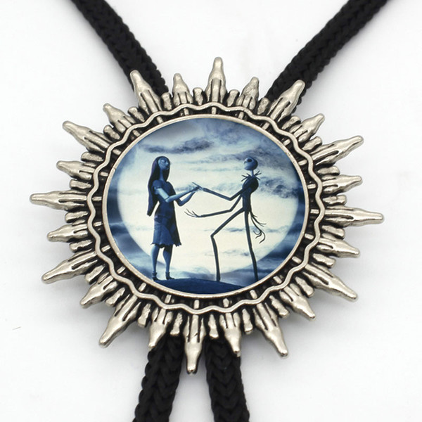 BOLO-007 New Arrival The Nightmare Before Christmas Western Bolo Tie Handmade Glass Dome Jack and Sally Neck Tie Jewelry Slide