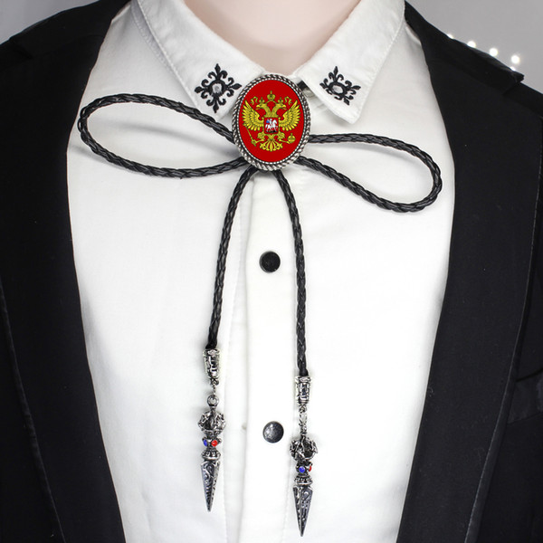 New Design Flag of Russia Bolo Tie Western Cowboy Shirt Accessory Double-headed Eagle Photo Jewelry Bolo-ties