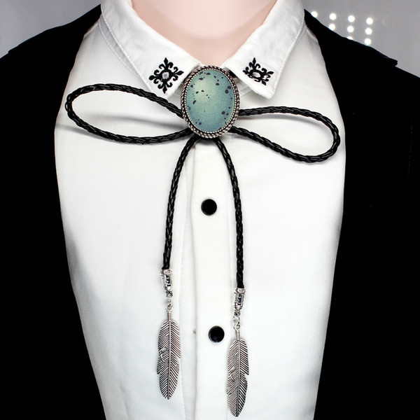 Fashion Classical Cowboy style Bird Eggs Bolo Tie Western Tie Neck Glass Photo Tie Leather Necklace Egg Bolo-ties