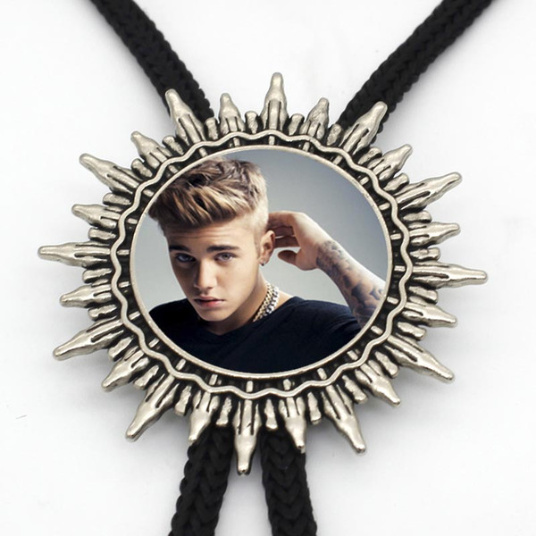 BOLO-0036 New Arrival Justin Bieber Bolo Tie Glass Dome singer Justin Bieber Cowboy Bolo Ties For Mens Neck Tie Slide Jewelry