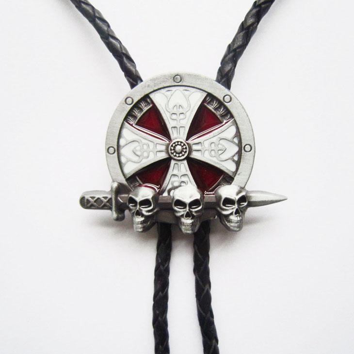 New Vintage 3D Celtic Skulls With Sword Bolo Tie BoloTie Leather Necklace BOLOTIE-3D043 Free Shipping Brand New In Stock