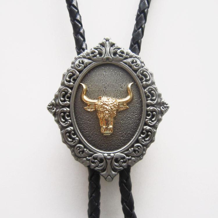 Vintage With Gold Plating Western Bull Head Bolo Tie BOLOTIE-WT130 Free Shipping Brand New In Stock