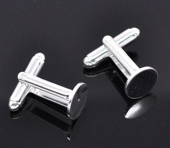 Free shipping, The copper plating white k high quality 8mm round CuffLinks Base, cufflinks blank jewelry findings