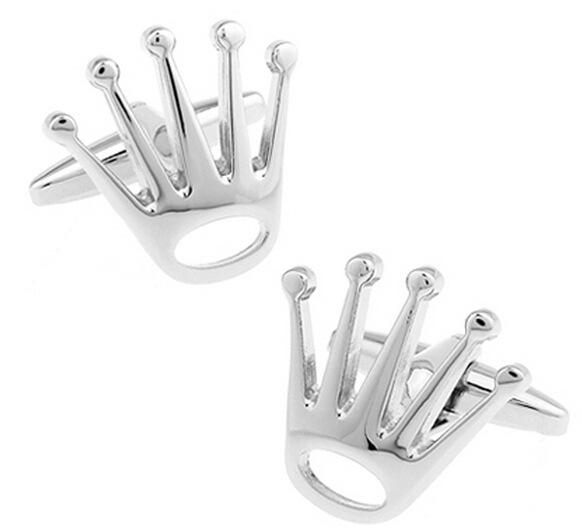 Wholesale-Fancy Cuff Links Crown shape button New Silver Crown CUFFLINKS for shirt Cuff Link and Tie Clip Sets