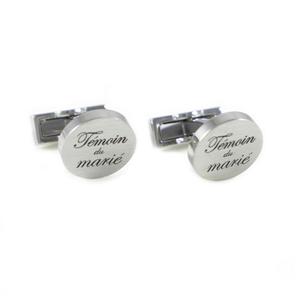 Round Silver Tone French Wedding Witness Groom Cuff Links Wedding Cuff Links