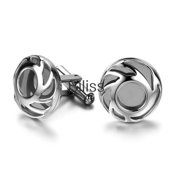 Fashion 2pcs of Stainless Steel Mens Whirlwind Swirl Cuff Link Cufflinks Shirt Set, Silver Colour (with Gift Bag)