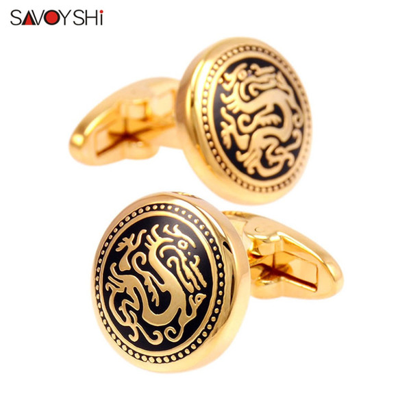 SAVOYSHI  Vintage Pattern Cufflinks for Mens Shirt Cuff buttons High Quality Round Cuff Links Wedding Gift Jewelry