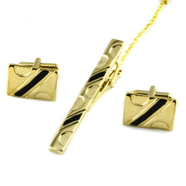 Gold Silver Tie Clip Cufflinks Set Costume Jewelry gemelos para hombre camisa YP3543