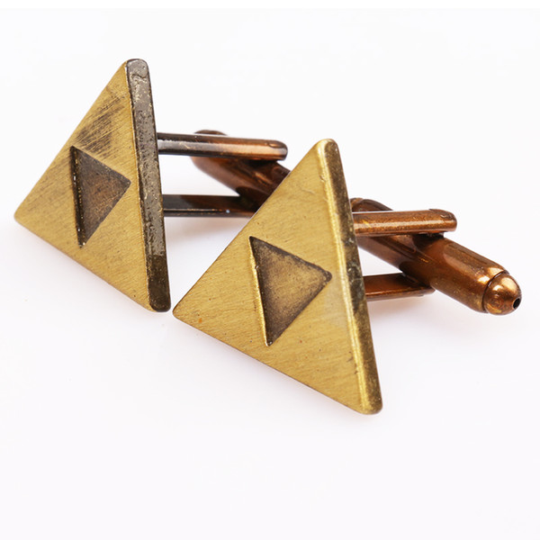 The Legent of Zelda Cufflink 2017 New Arrival Vintage Antique Gold Cufflinks High Quality Triforce Cuff Bottons for Men's Shirt